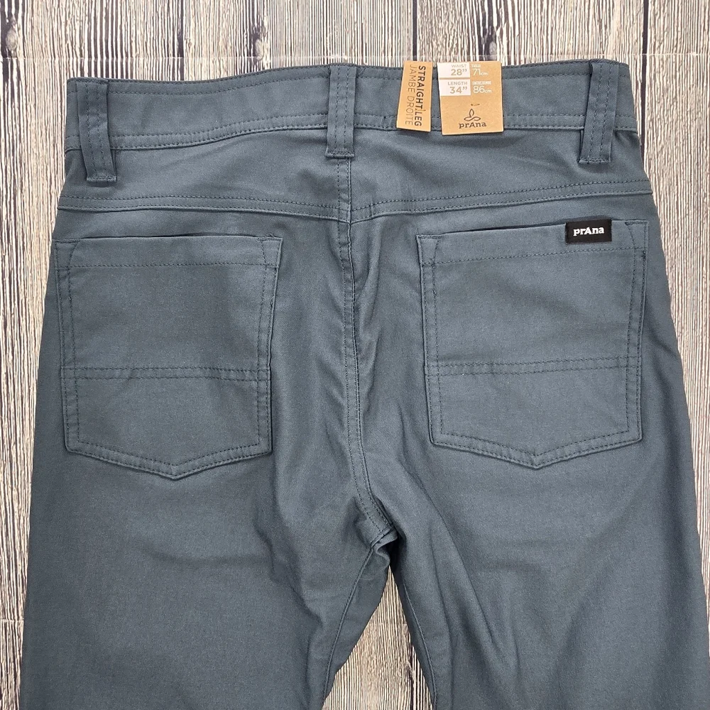 Prana NWT Brion Pant II Straight Leg Blue Gray Pants Size 28 x 34